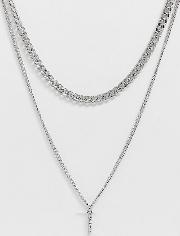 Mixed Layered Neckchain With Charm Tone