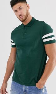 Organic Polo Shirt With Contrast Sleeve Stripe