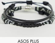 Plus Leather And Woven Monochrome Bracelet Pack