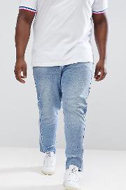 Plus Skinny Twisted Seam Jeans Light Wash With Abrasions