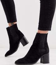 Reverse Suede Square Toe Chelsea Boots