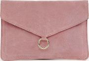 Suede Envelope Clutch Bag With Ring Detail