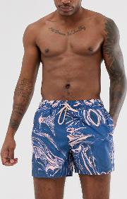 Swim Shorts With Marble Print Length