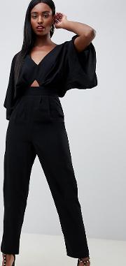 Tall Jumpsuit With Kimono Sleeve And Peg Leg