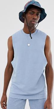 Tall Relaxed Sleeveless Sweatshirt With Dropped Armhole