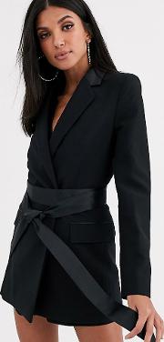 Tall Wrap Belted Tux Suit Blazer