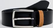 wedding smart leather wide belt  black with contrast suede tan keeper