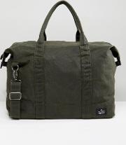 holdall in khaki washed canvas