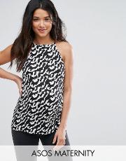 cami with square neck in abstract animal print