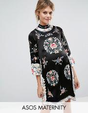 embroidered tunic shift dress
