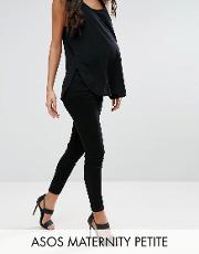 petite ridley skinny jean  clean black with under the bump waistband