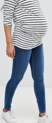 Ridley Skinny Jeans  Astrala Blue With Contrast Stitch  Under The Bump Waistband
