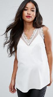 vest with lace and mesh trim