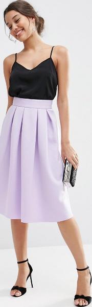 midi prom skirt in scuba lilac