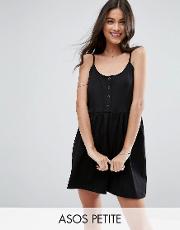 cami smock dress with button placket