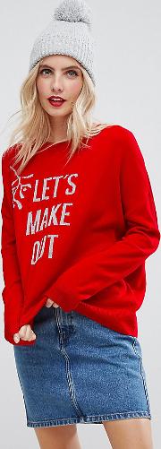 christmas jumper with lets make out slogan