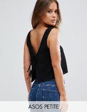cropped vest in crinkle with tie back