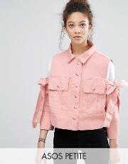 jacket with bow cold shoulder