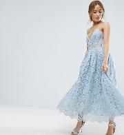 Lace Cami Midi Prom Dress