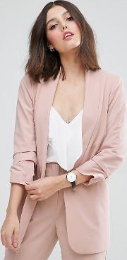 Mix & Match Blazer With Rouched Sleeve