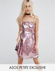 pink sequin mini prom dress