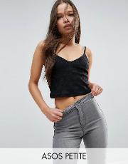 strappy crop cami in textured rib