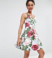 Strappy Prom Dress In Floral Print