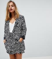 tailored zebra print soft blazer