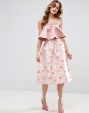 prom skirt in flamingo jacquard multi