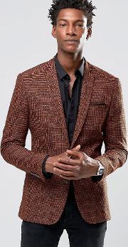 super skinny blazer  orange and black check