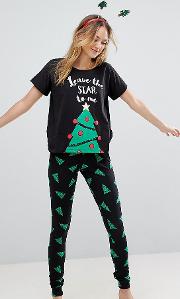 christmas leave the star to me tee and legging pyjama set