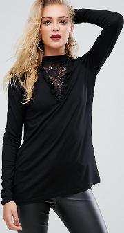 top with choker detail and lace panel