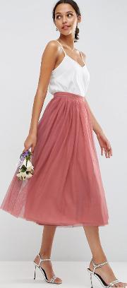 tulle prom skirt with multi layers dark pink