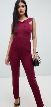Cross Front Fitted Jumpsuit