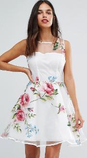 floral skater dress cream