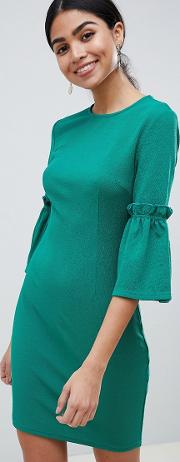 Long Sleeve Shift Dress With Tie Detail