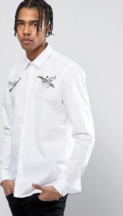 birds chest print shirt