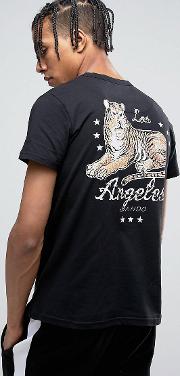 la tiger back print  shirt