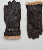 Leather Utility Gloves In Brown