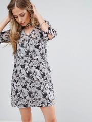 passi tie front printed shift dress