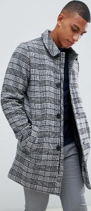 wool overcoat in grey dogtooth check