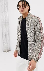 checked track jacket with side stripes
