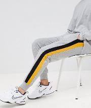 jersey joggers in grey with side stripe