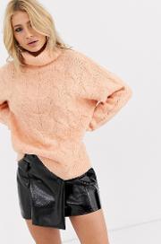 Roll Neck Cable Knitted Jumper
