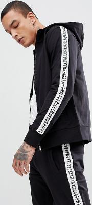 tracksuit zip thru hoodie with sleeve tape