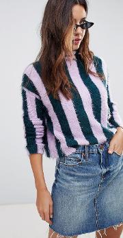lilac stripe high neck jumper