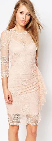joanna dress in lace with ruffle