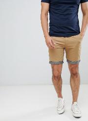contrast turn up chino shorts
