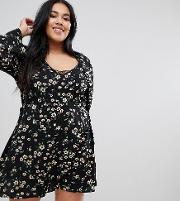byrony dress in floral print with lace insert