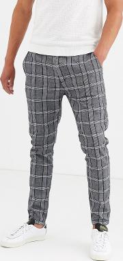 Skinny Fit Checked Trousers